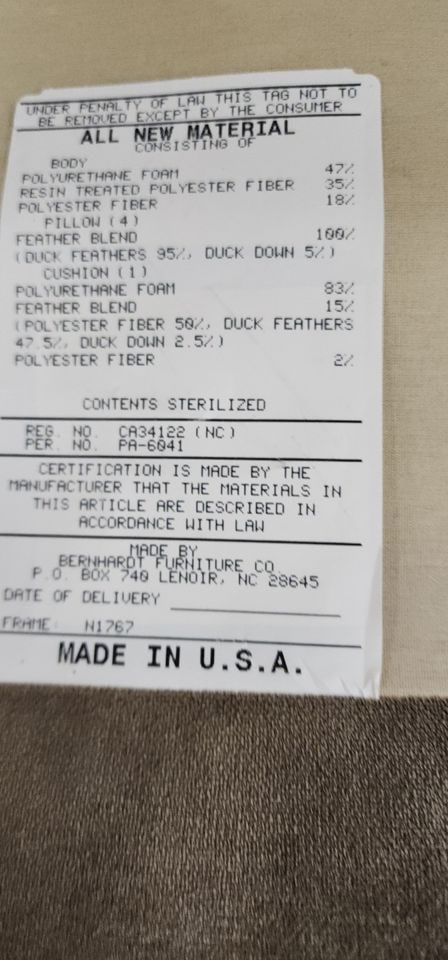 Elegant vintage Bauhaus/Deco style 7' sofa by NC Burnhardt Interiors down-filled w/ suede-type - 5