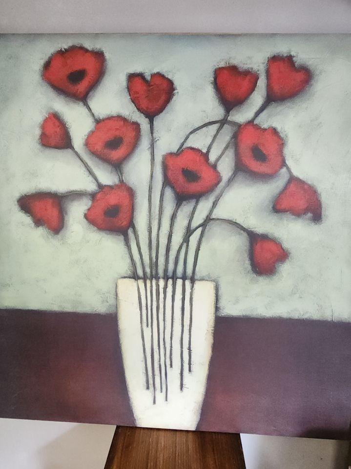 Large floral abstract still life giclee print on canvas creating a bold artistic minimalist image. - 2