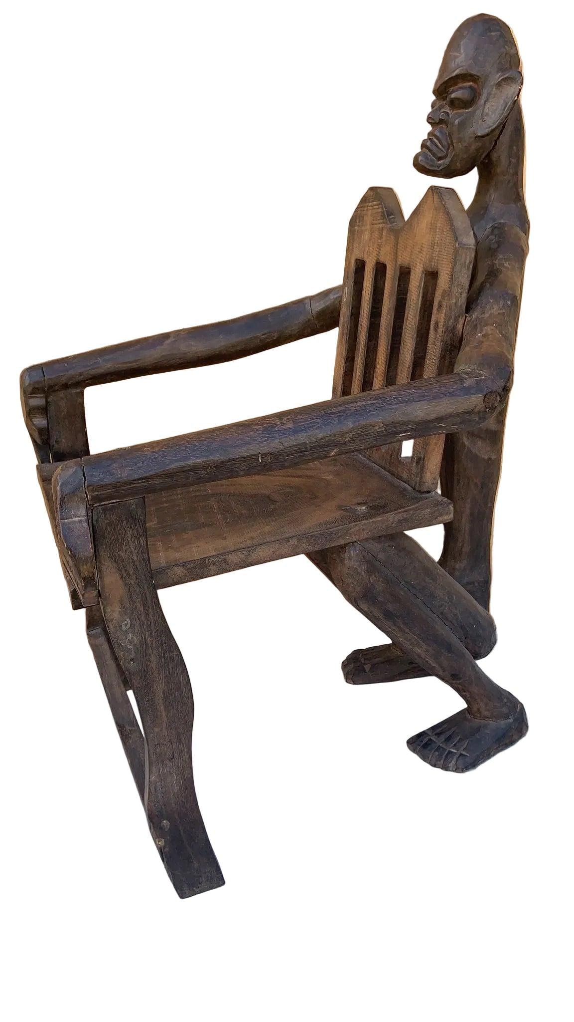 Antique African Figural Carved Armchairs - Set of 2 - 2