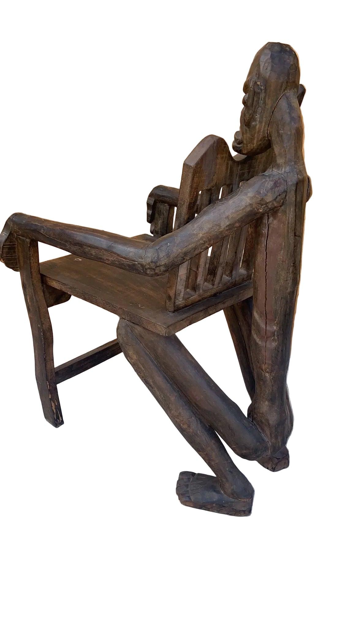 Antique African Figural Carved Armchairs - Set of 2 - 3