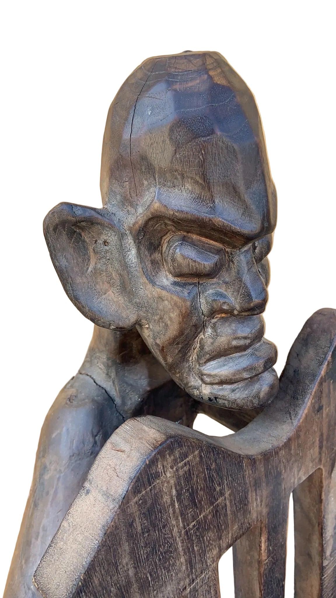 Antique African Figural Carved Armchairs - Set of 2 - 5