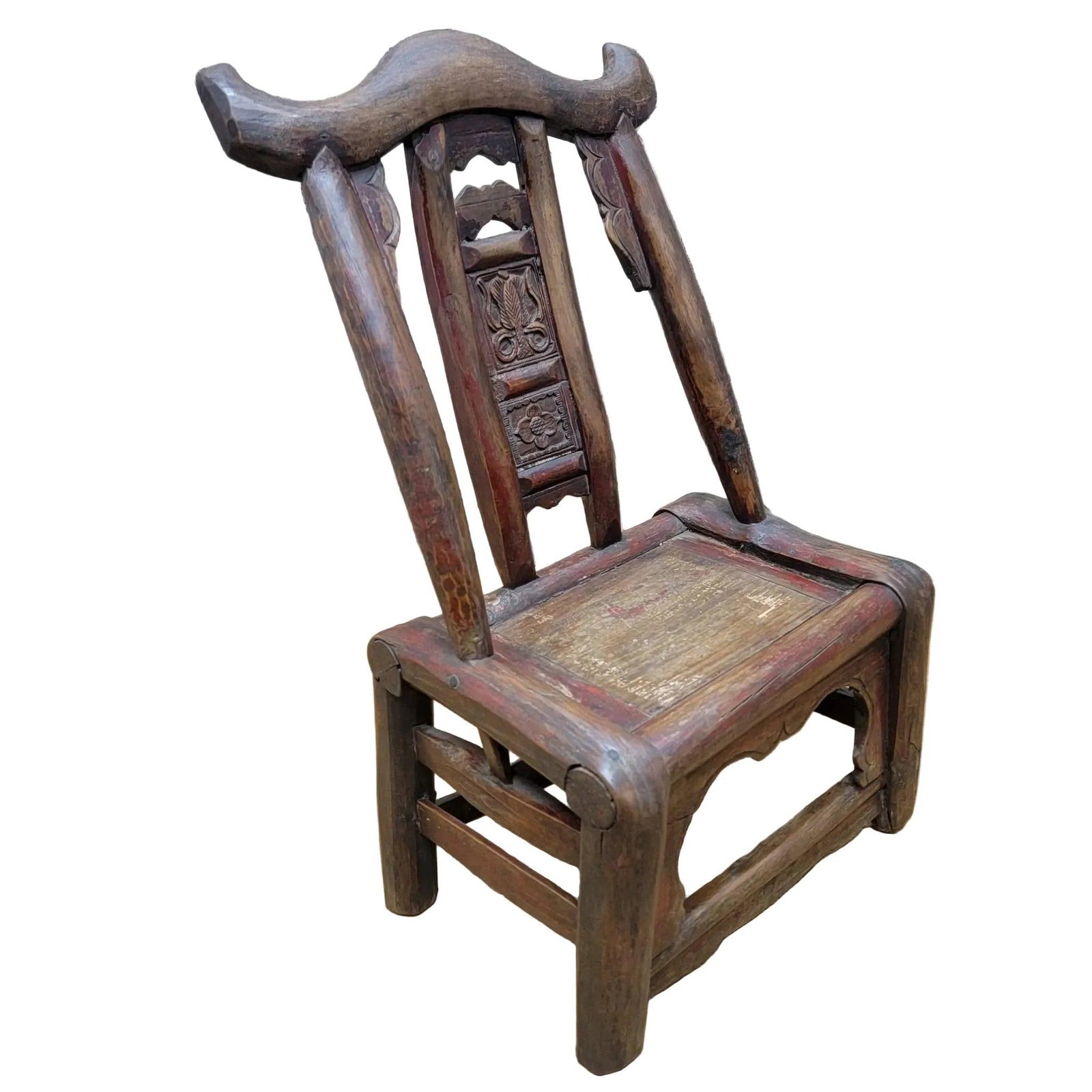 Antique Shanxi Province Carved Elm Chair - 4