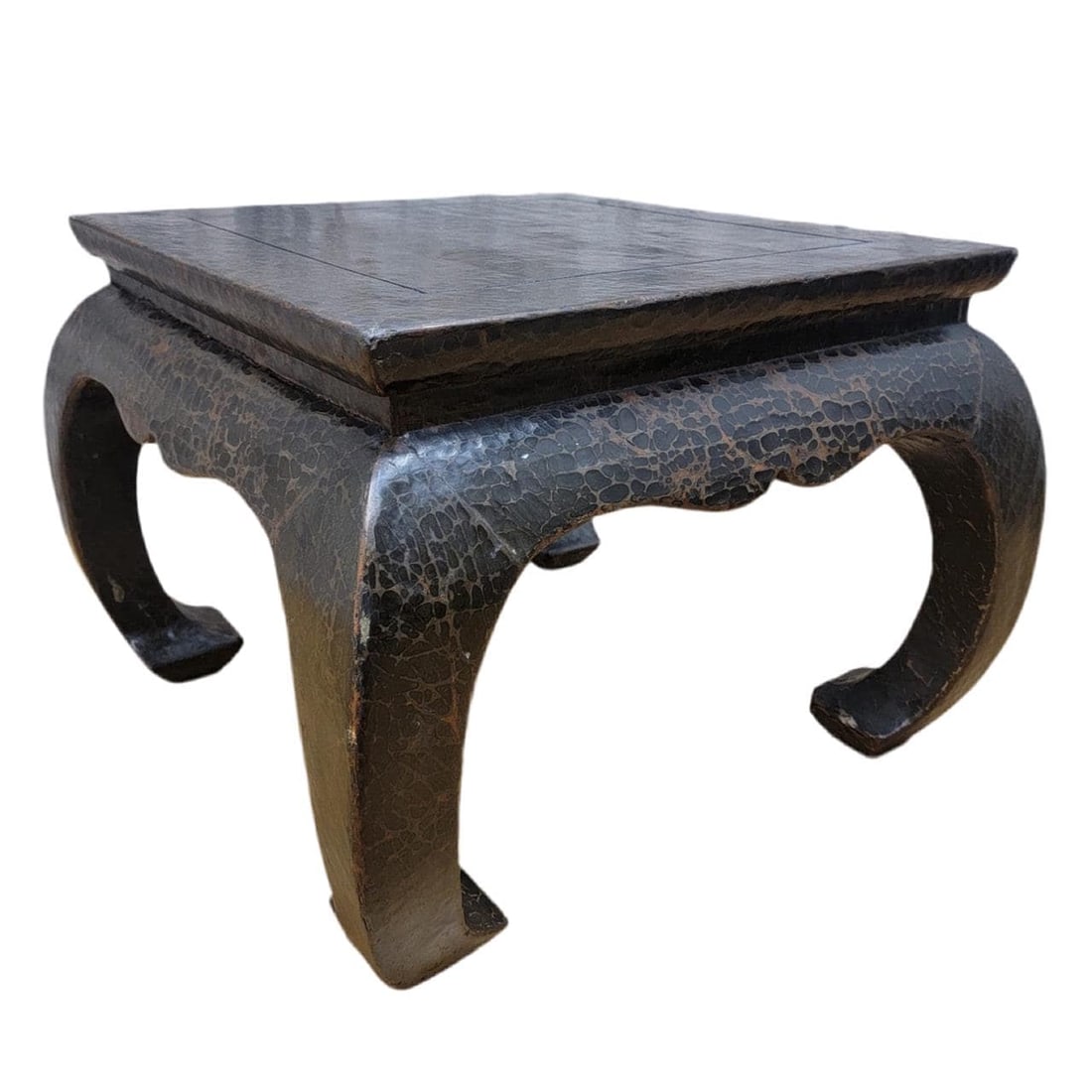 Antique Shanxi Province Linen Wrapped Elm Side Table: Title: Antique Shanxi Province Linen Wrapped Elm Side Table Description: Antique Shanxi Province Linen Wrapped Elm Side Table This antique Shanxi Province side table has a stunning finish of its origi