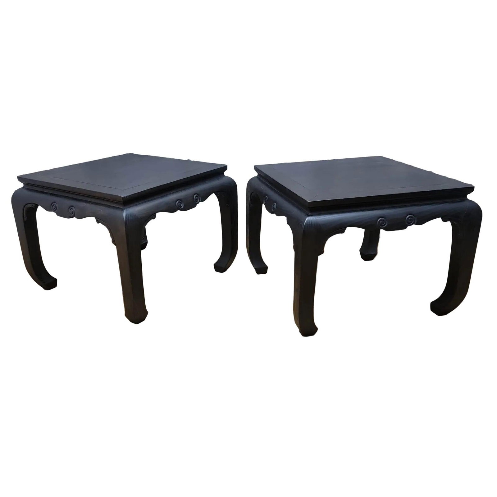 Antique Shanxi Province Black Lacquer Elm Side Table - Pair - 7