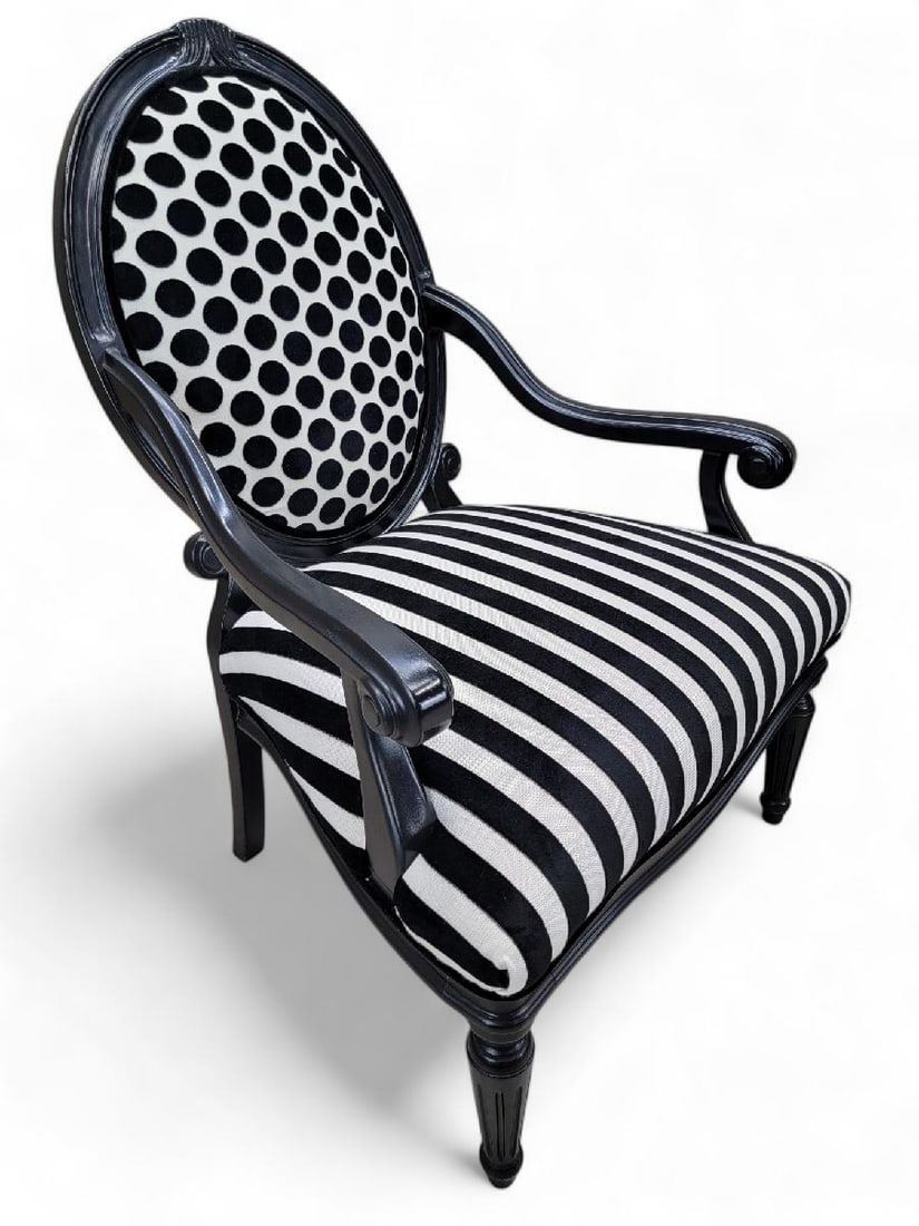 Vintage French Louis Style Chairs Newly Reupholstered - Pair - 2