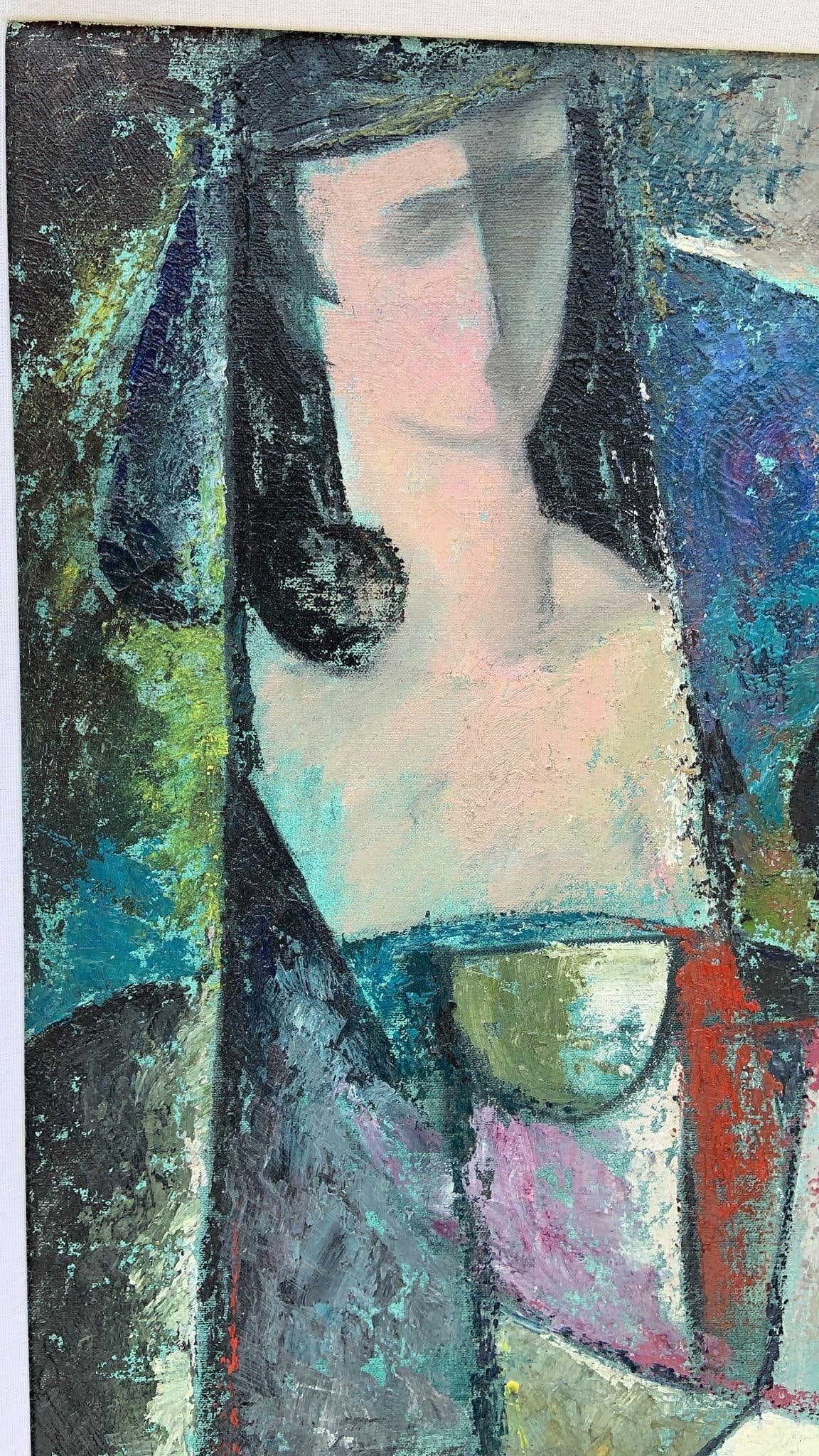 Vintage Art Deco Framed Oil on Canvas Painting Wall Art Wall Decor - 10