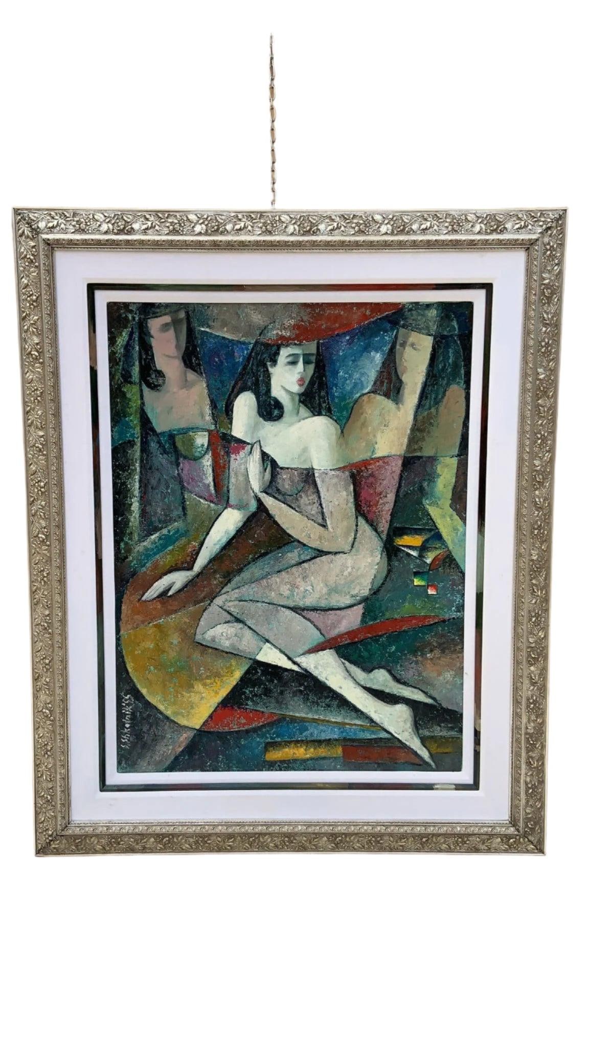 Vintage Art Deco Framed Oil on Canvas Painting Wall Art Wall Decor (1 of 10)