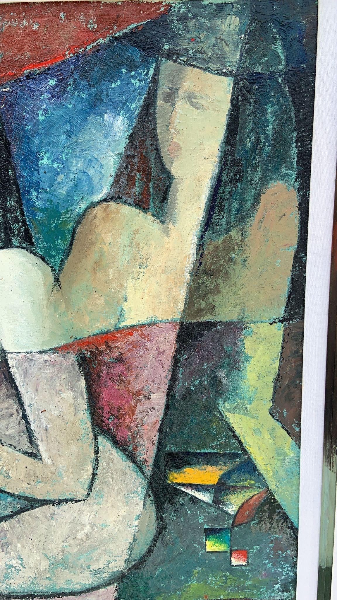 Vintage Art Deco Framed Oil on Canvas Painting Wall Art Wall Decor - 4