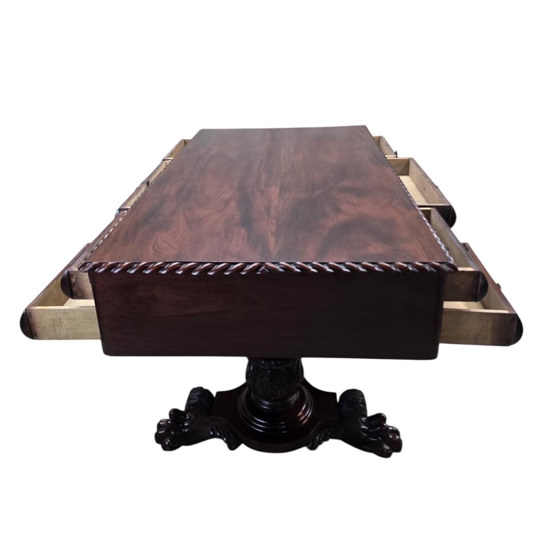 Antique Empire Carved Mahogany Partner’s Desk - 2