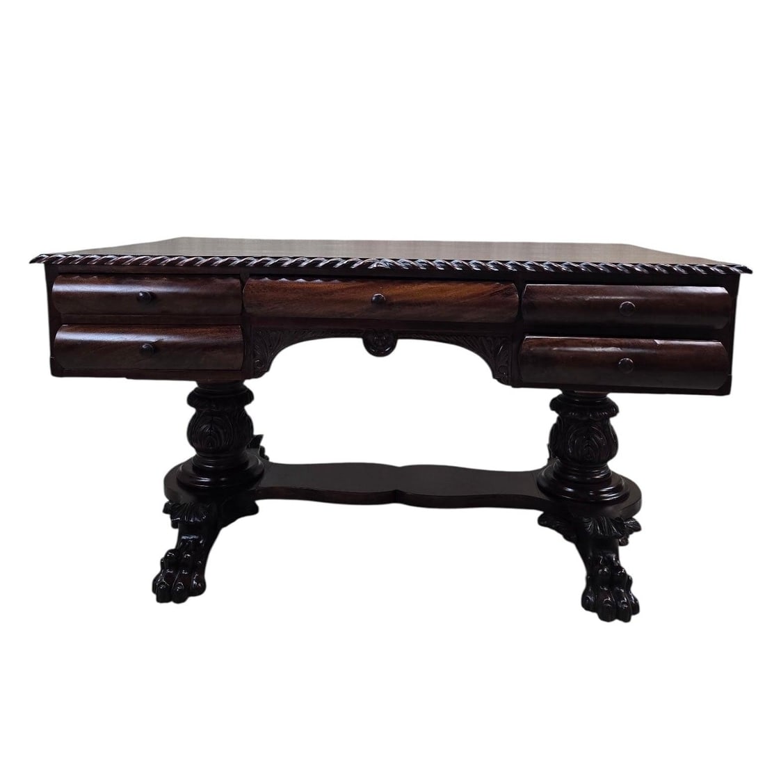 Antique Empire Carved Mahogany Partner’s Desk - 7
