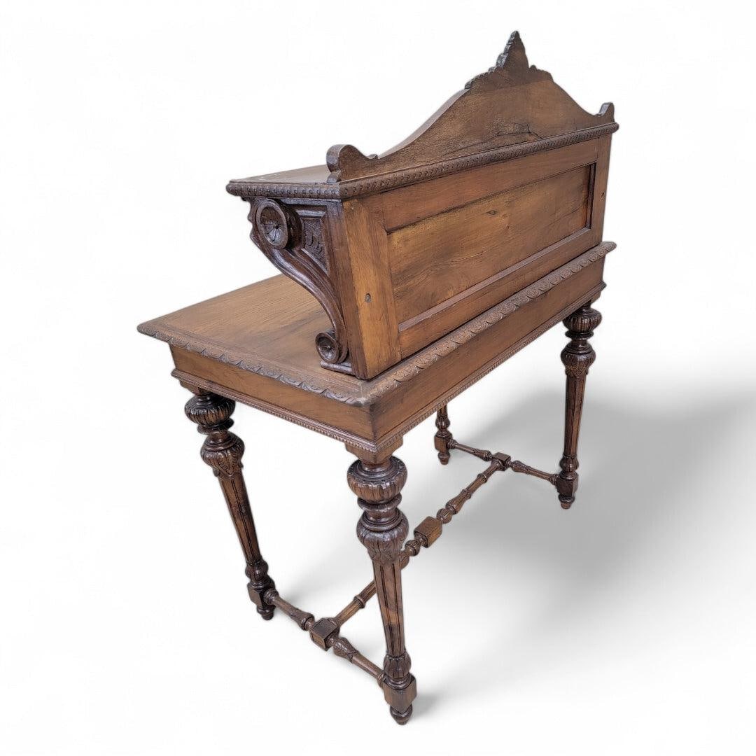 Antique French Carved Oak Petite Writing Desk - 5