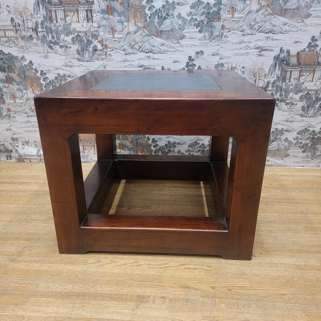 Antique Shanxi Province Elm Side Table with Stone Top - 4