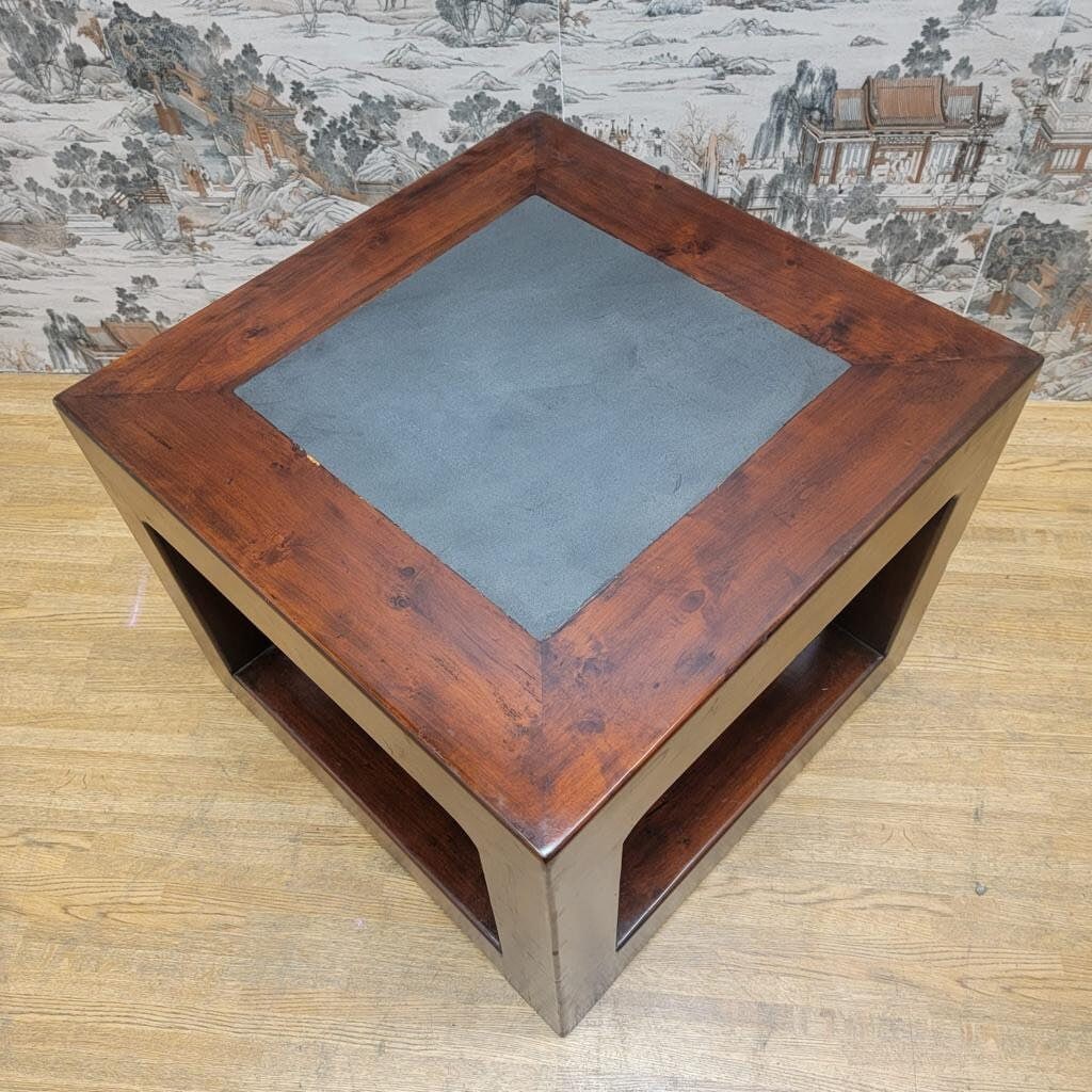 Antique Shanxi Province Elm Side Table with Stone Top - 5