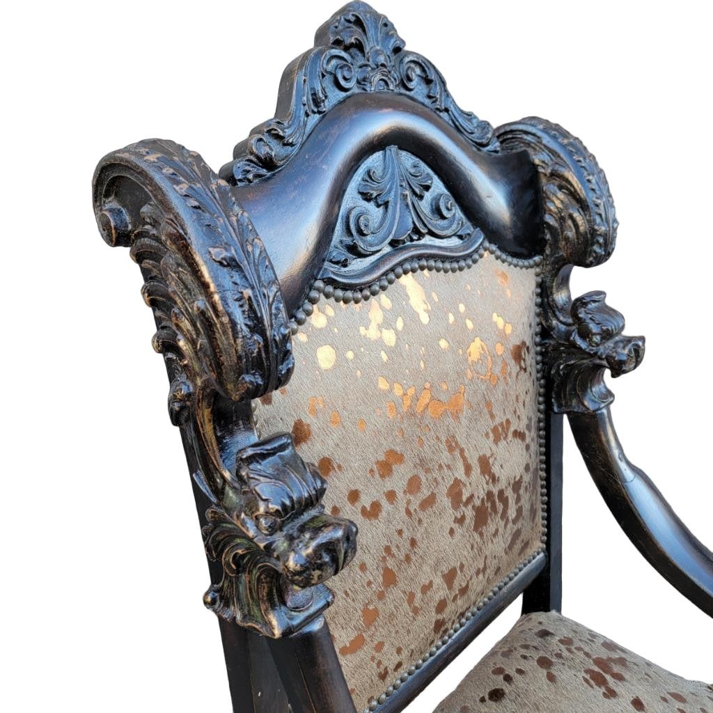 Antique French Baroque Style Accent Chair Newly Reupholstered - 6