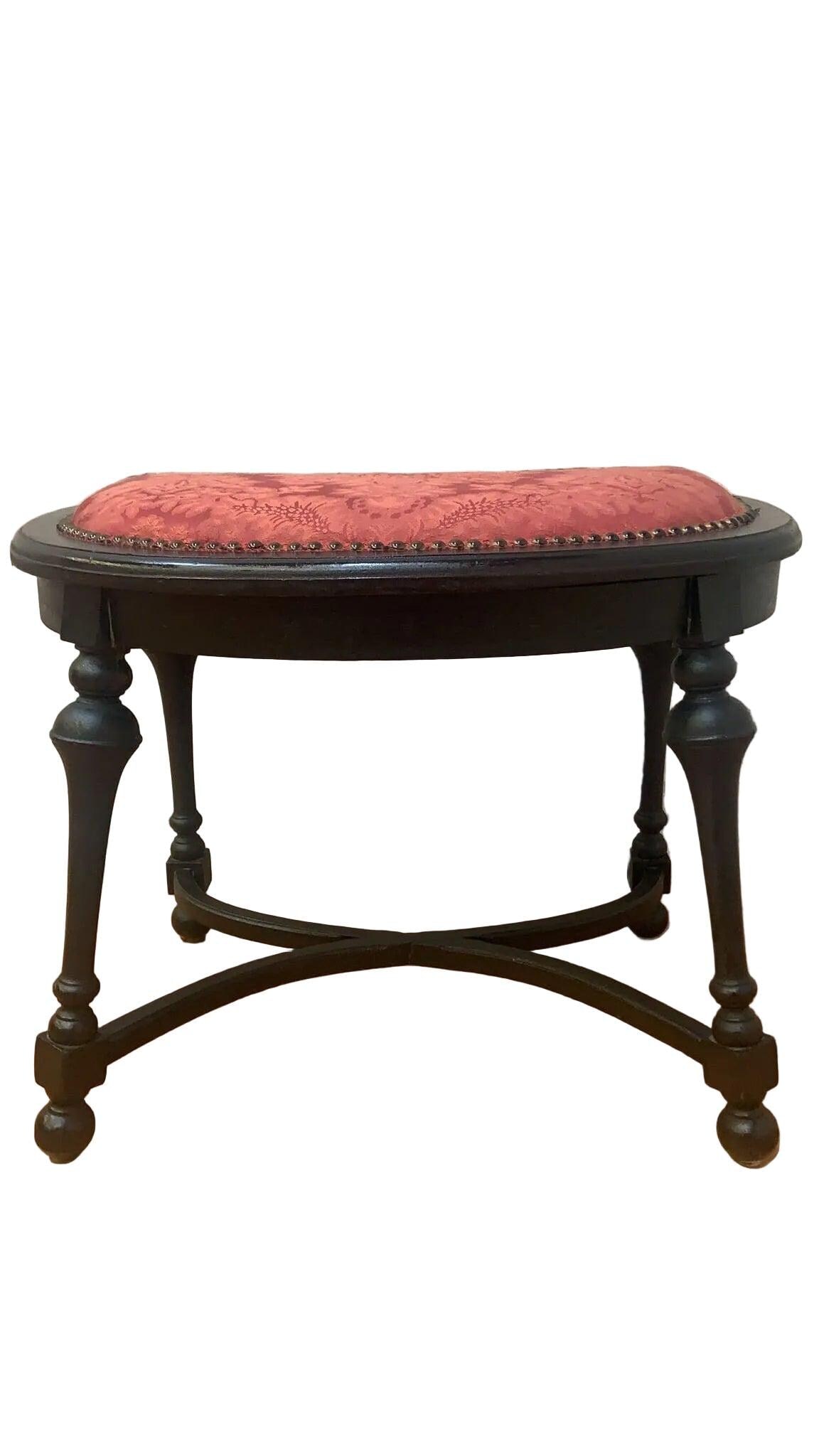 Antique Ebonized Stool Bench - 3