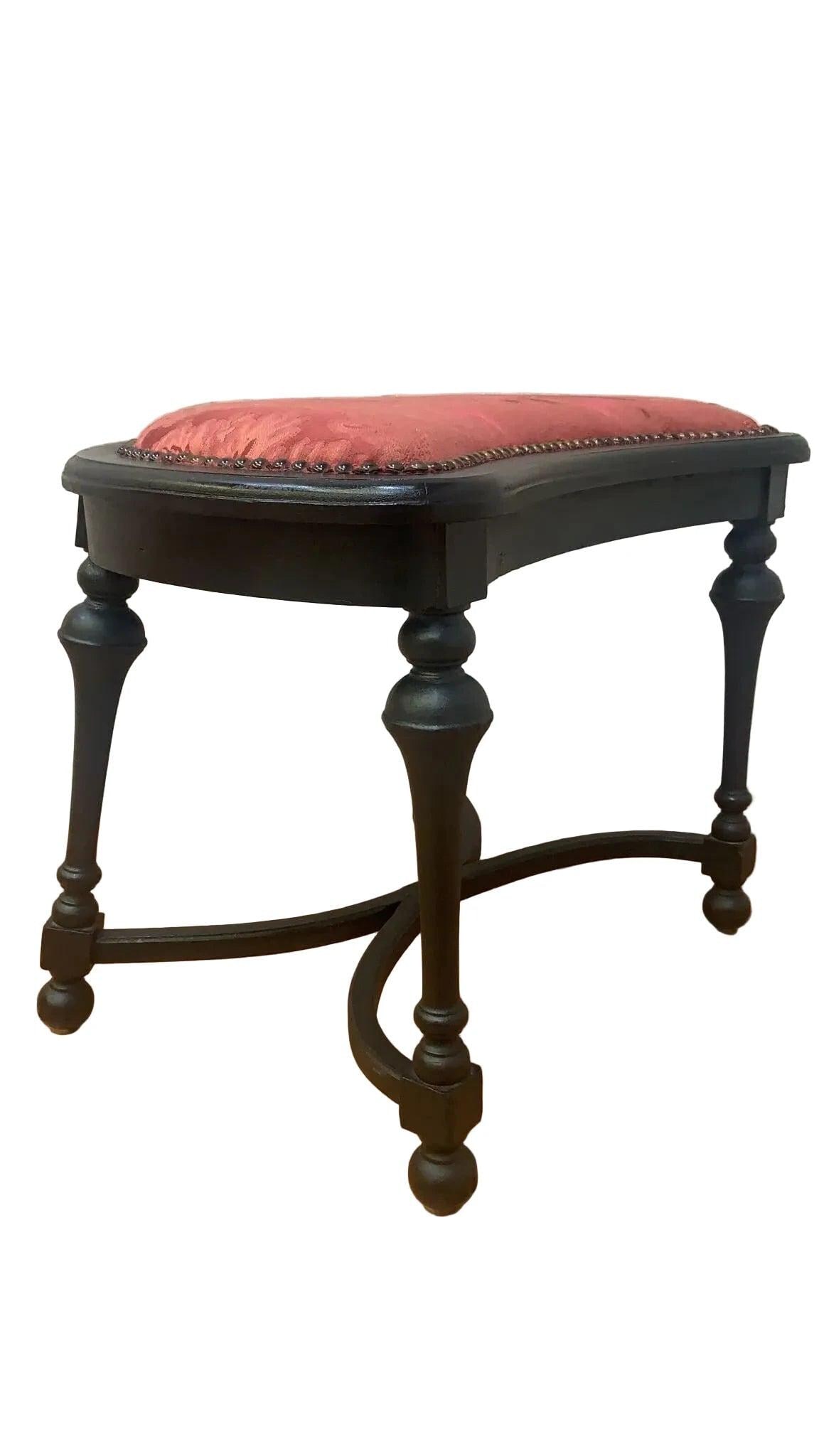 Antique Ebonized Stool Bench - 5
