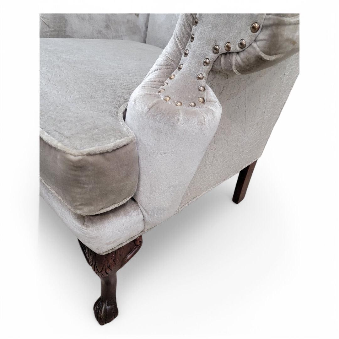 Vintage Queen Anne Style Wingback Lounge Chairs - Pair - 6