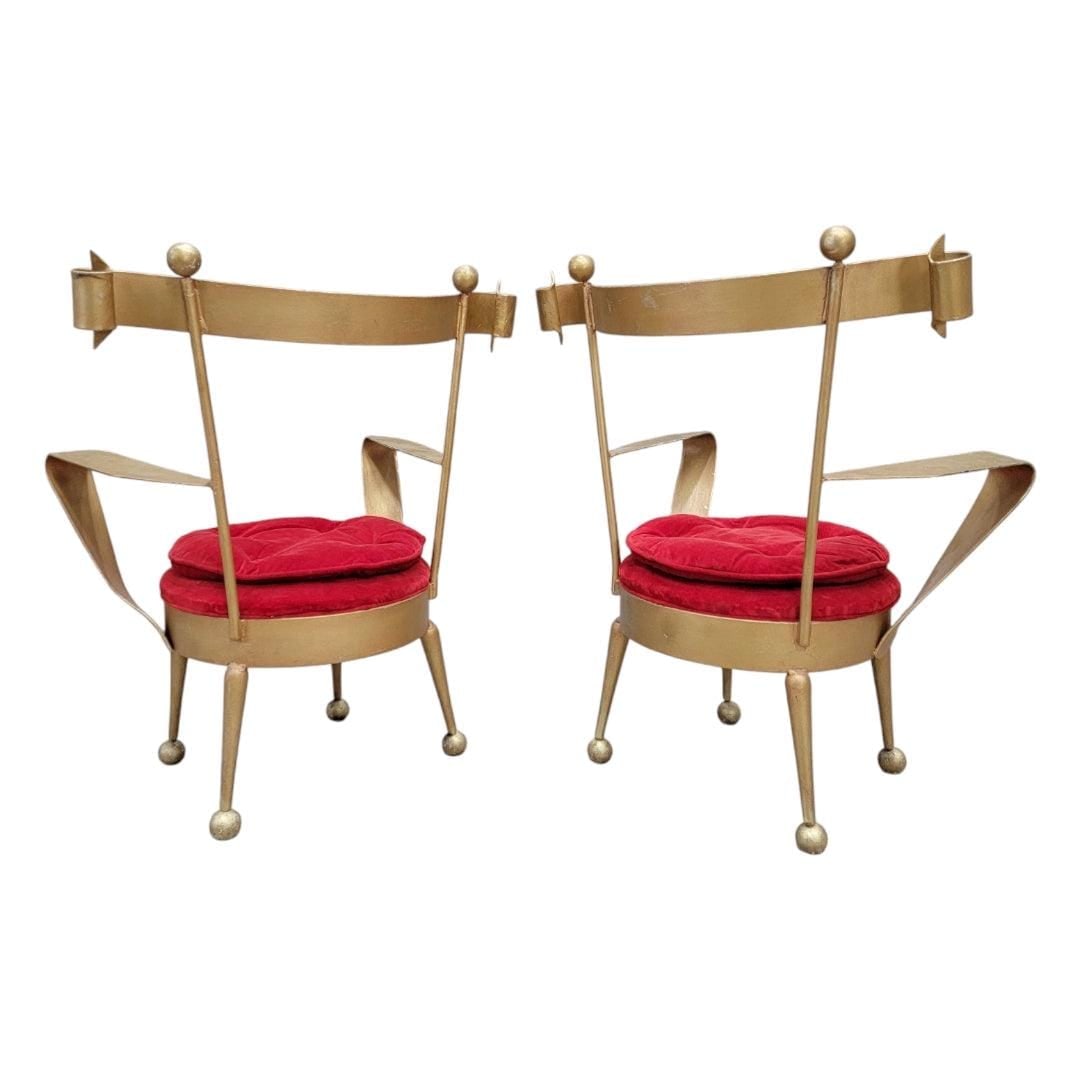 Antique Venetian Gold Forged Iron Vanity Chairs - Pair - 4