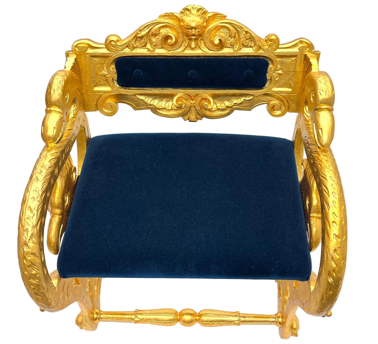 Antique Federal Style Carved Swan and Eagle Carousel Bench Newly Reupholstered - 10