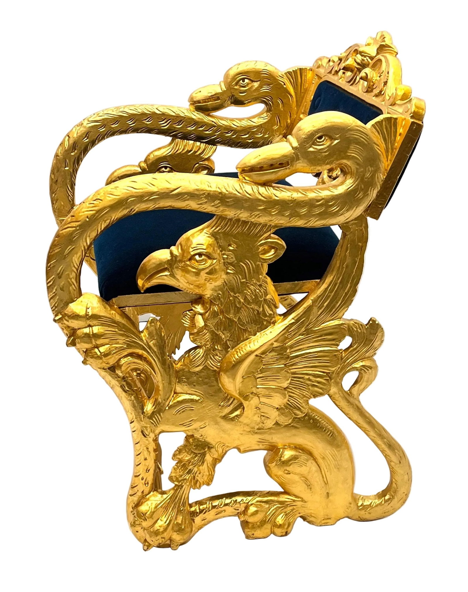 Antique Federal Style Carved Swan and Eagle Carousel Bench Newly Reupholstered - 8