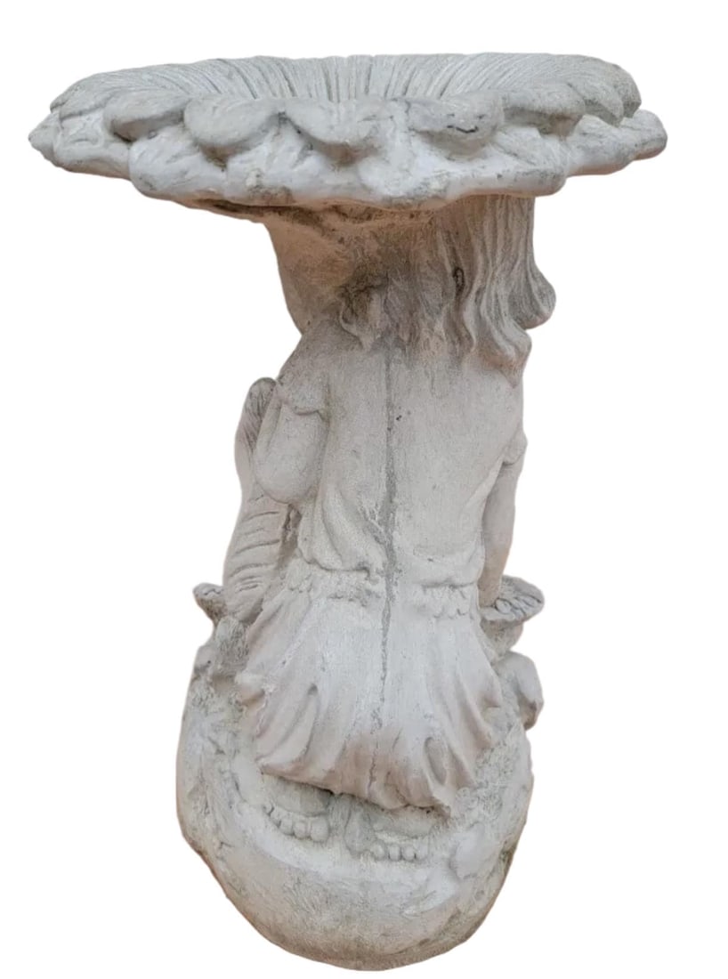 Vintage Figural Birdbath with Child & Sunflower - 5