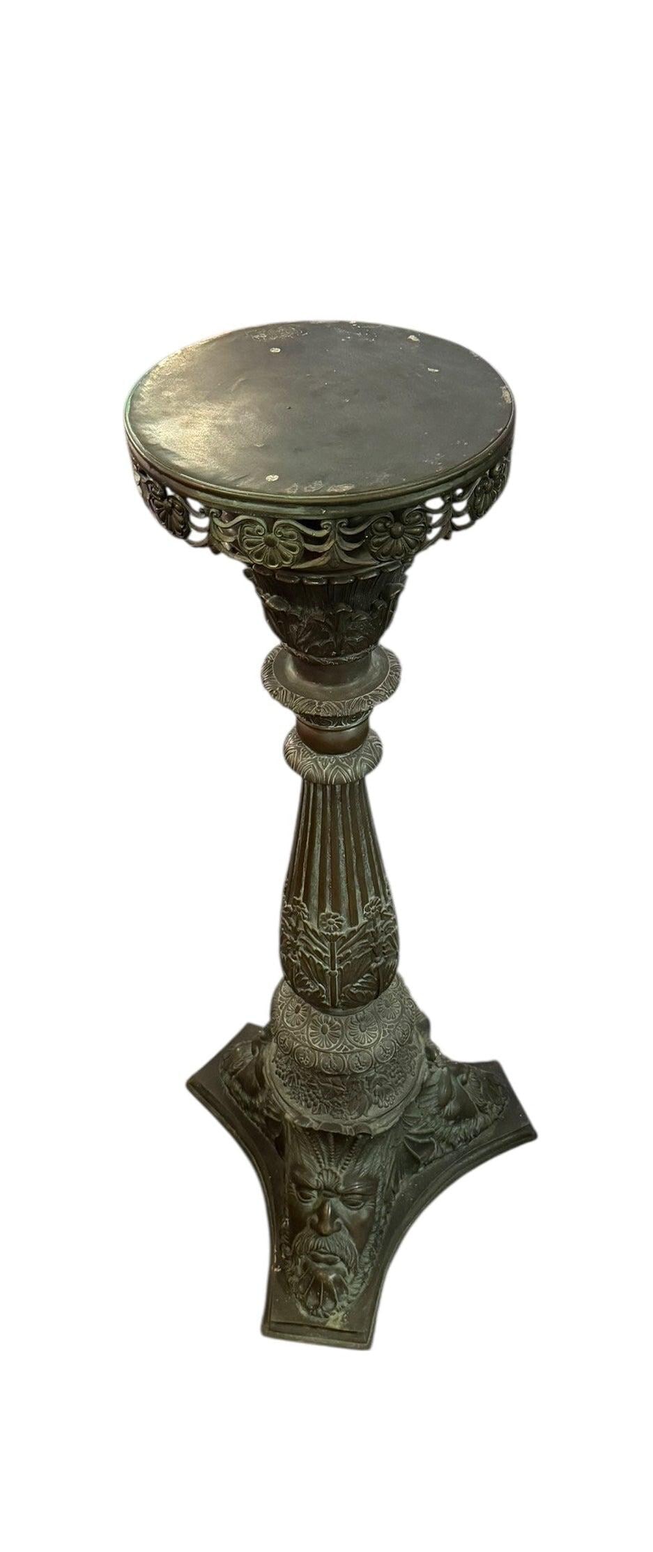 Antique Italian Neoclassical Style Figural Bronze Pedestal - 2