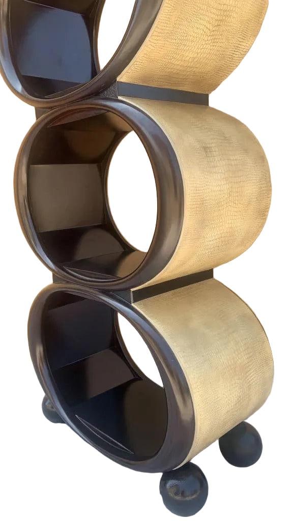 Hollywood Regency Snake Embossed Leather Etagere Shelving Unit - 4