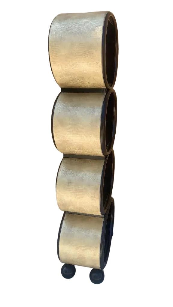 Hollywood Regency Snake Embossed Leather Etagere Shelving Unit - 7