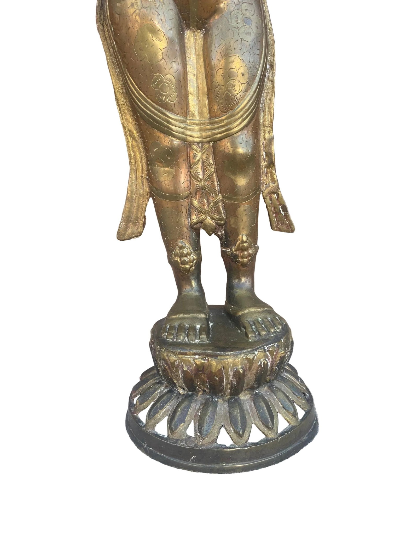 Antique Brass Tibetan Tara Buddhist Goddess Statue - 3