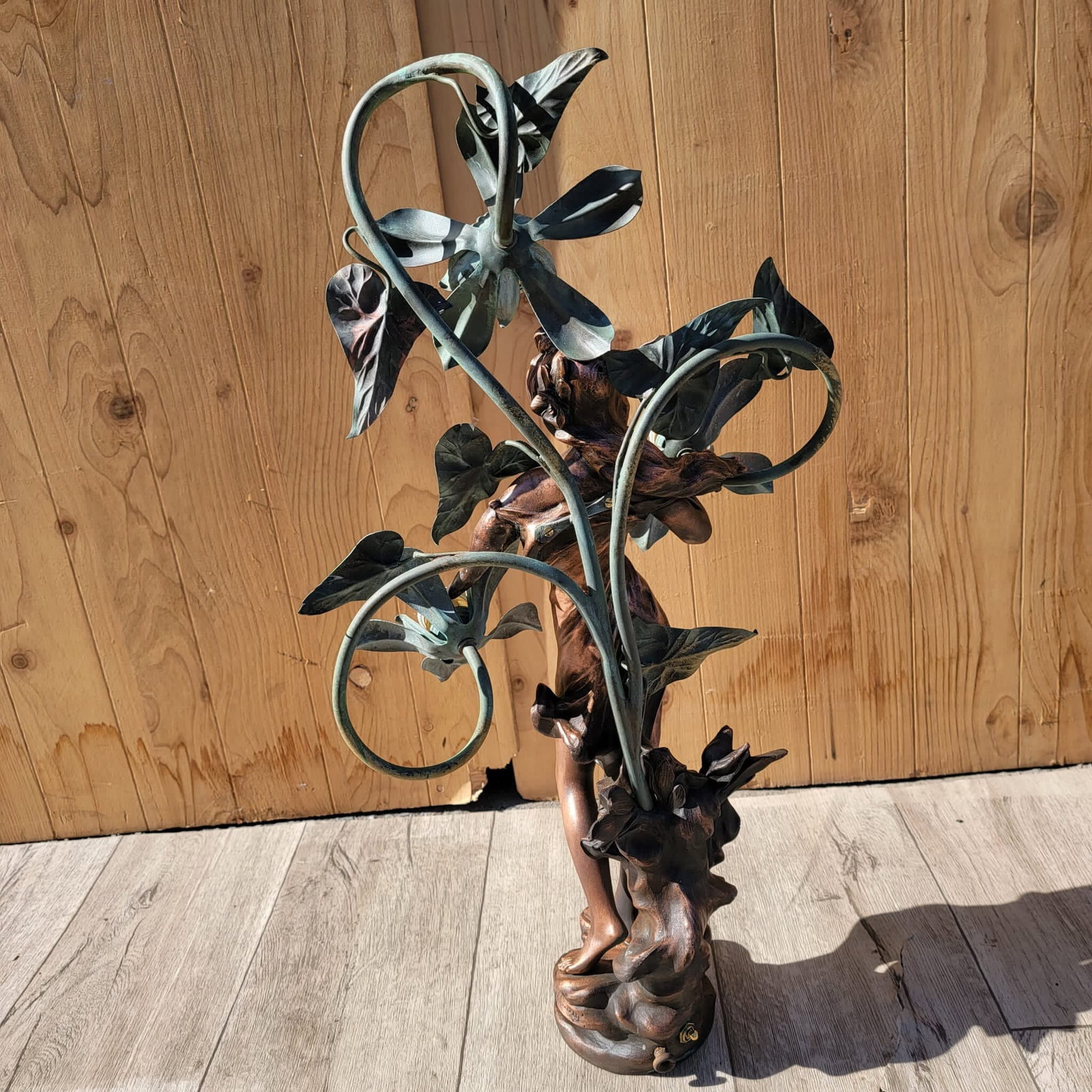 Antique French Art Nouveau Auguste Moreau Style Figural Spelter Lamp "Nuit De Printemps" Or "Spring - 5