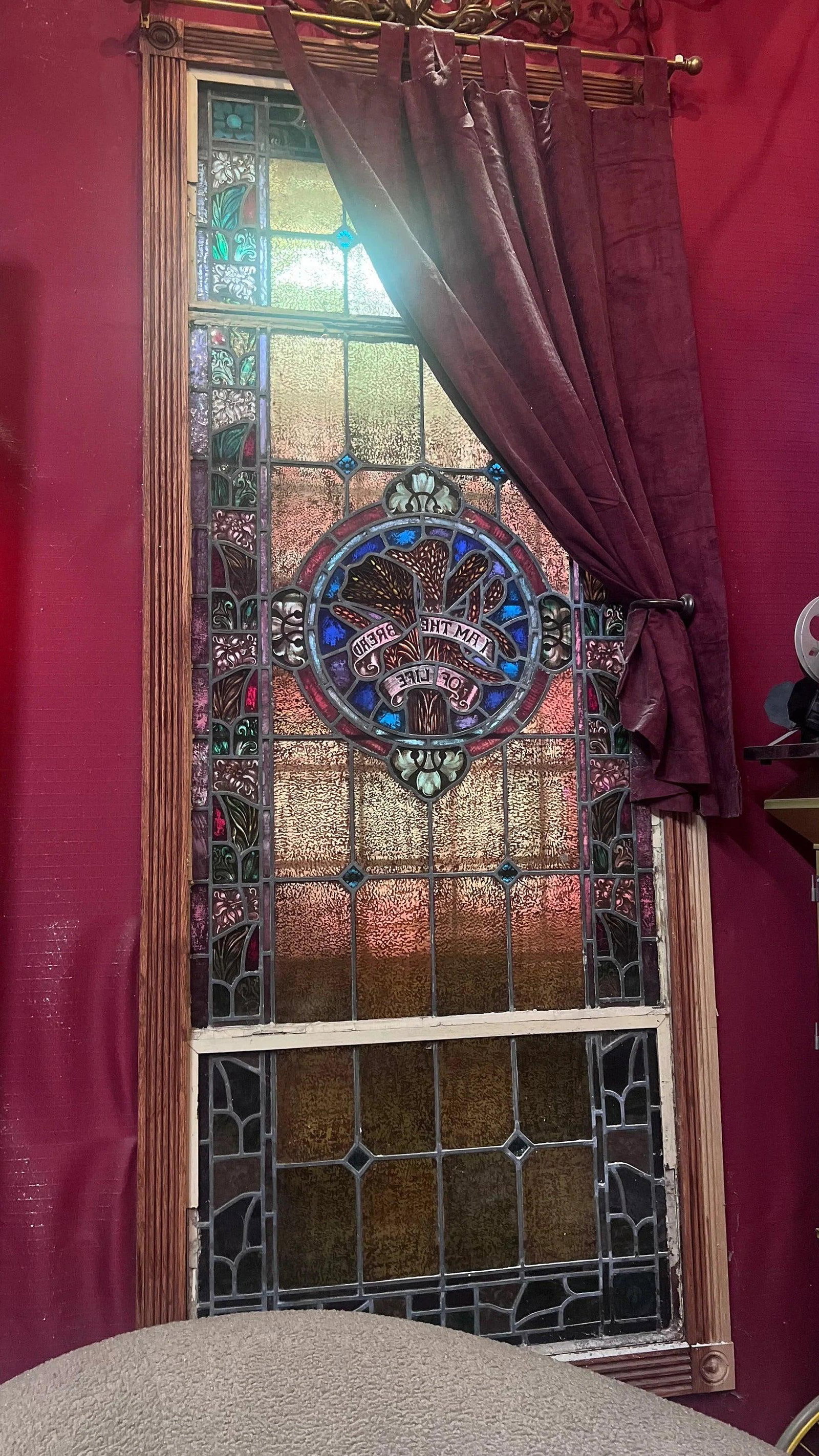 Antique Stained Glass Door Window - Pair (1 of 2)