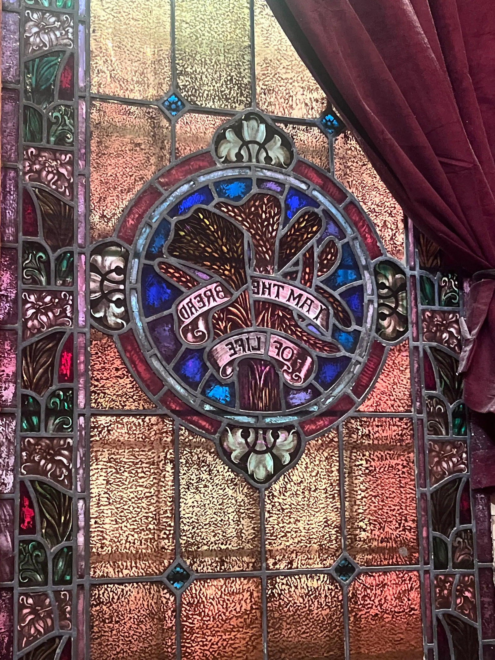 Antique Stained Glass Door Window - Pair - 2