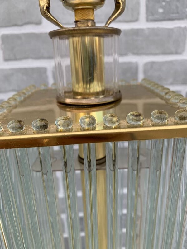 Mid Century Gaetano Sciolari Brass and Glass Rods Table Lamps - Pair - 10