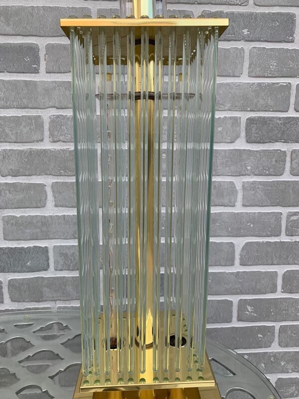 Mid Century Gaetano Sciolari Brass and Glass Rods Table Lamps - Pair - 8