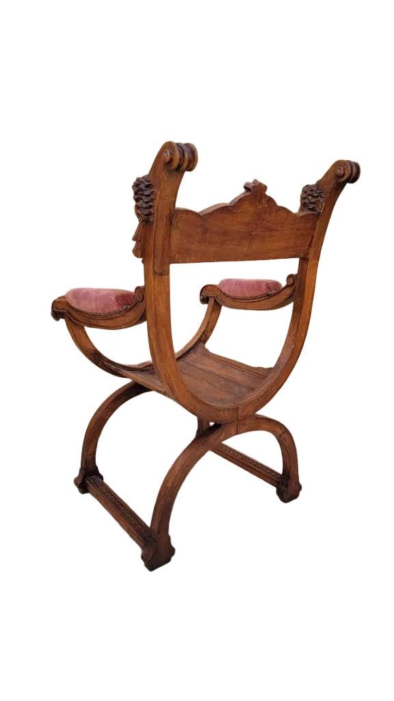 Antique Italian Renaissance Style Figural Savonarola Chair - 3