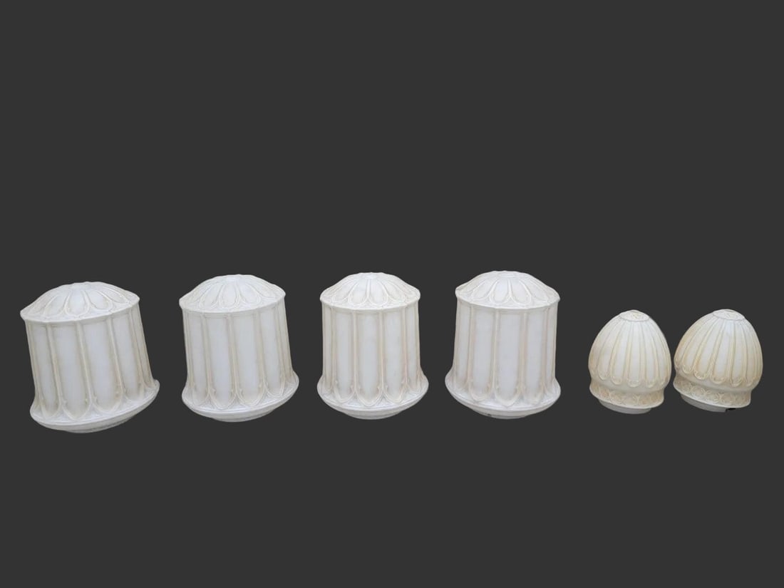 Antique Victorian Milk Glass Pendant Lights - Set of 4 - 10