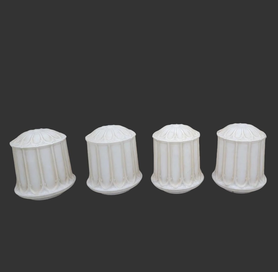 Antique Victorian Milk Glass Pendant Lights - Set of 4 (1 of 10)