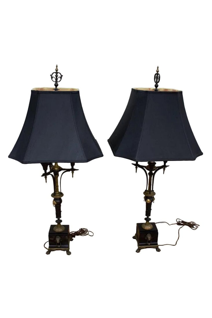 Antique Empire Revival Candelabra Table Lamps - Pair - 2