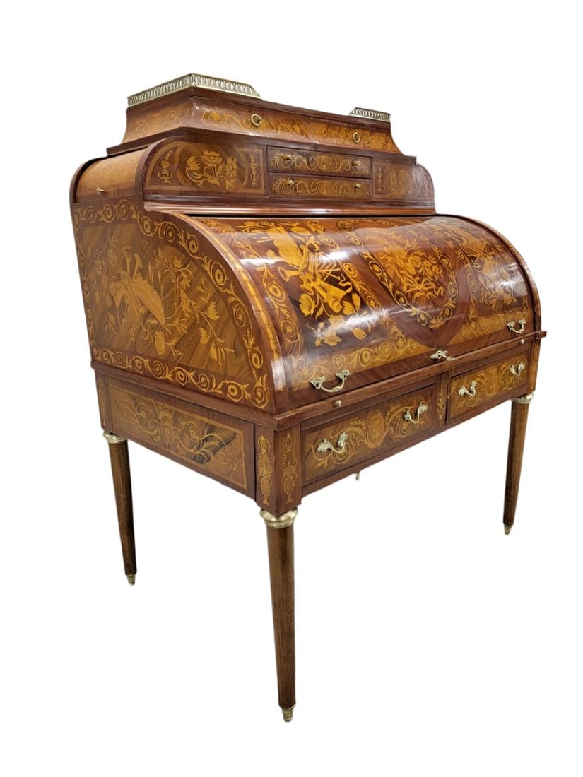 Antique Monumental French Regency Barrel Roll Top Cylinder Desk - 9