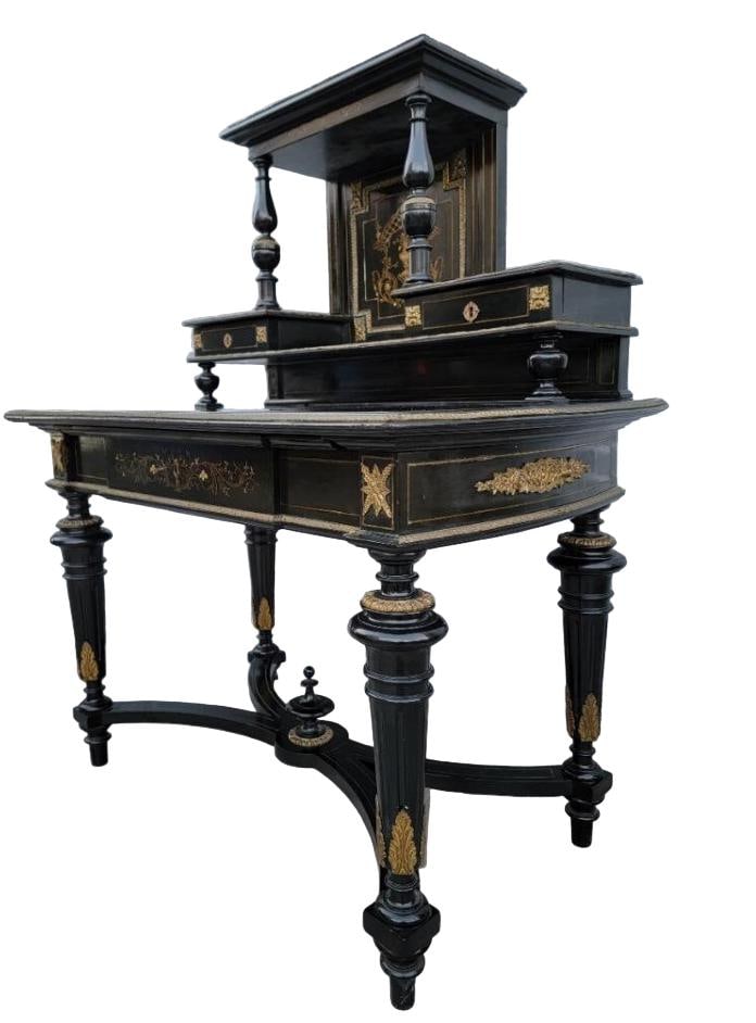 Vintage French Napoleon III Style Bonheur Du Jour Writing Desk - 7
