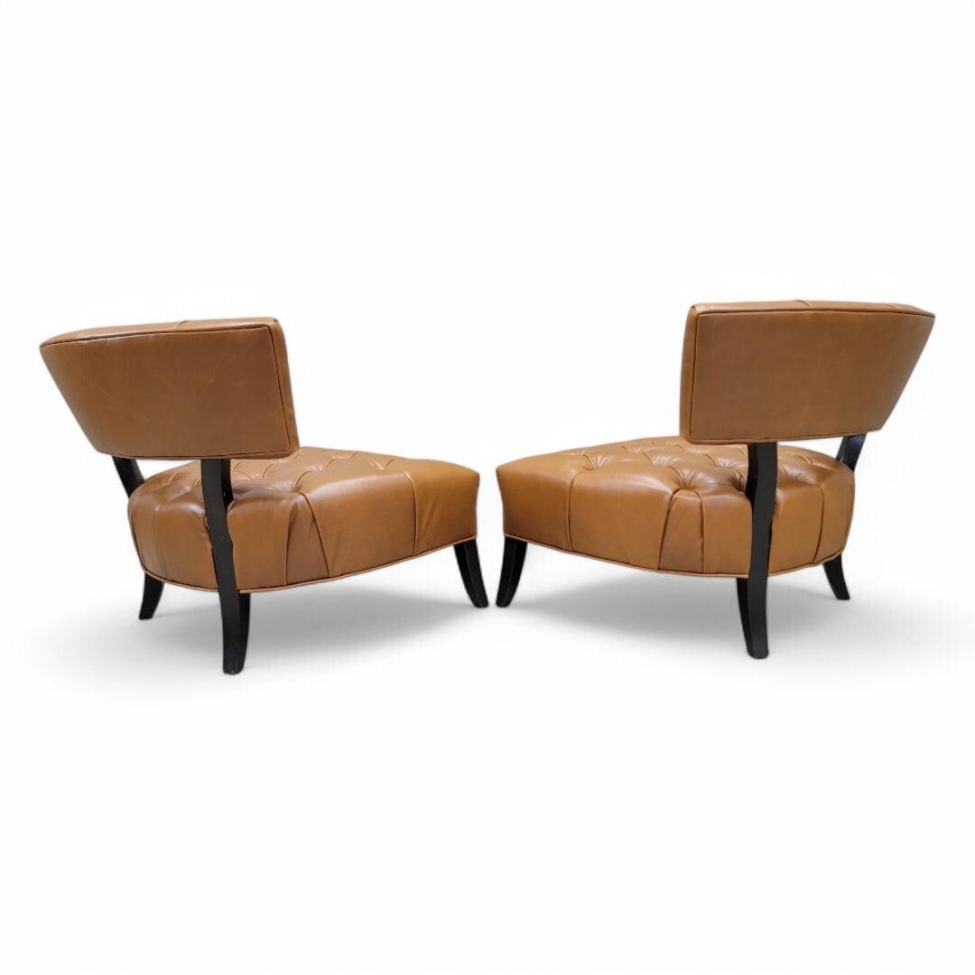 Vintage Deco Billy Haines Style Tufted Slipper Chairs Newly Reupholstered - Pair - 5