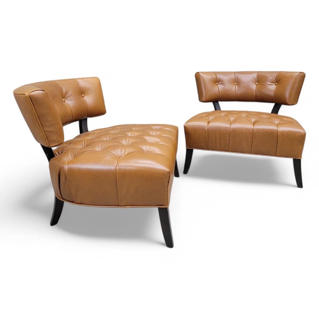 Vintage Deco Billy Haines Style Tufted Slipper Chairs Newly Reupholstered - Pair - 8