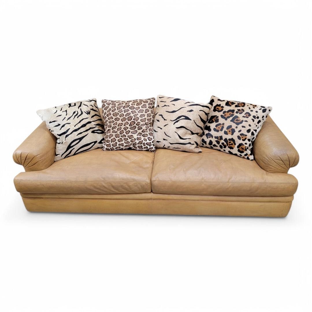 Vintage Distressed Rolled Arm Sofas by A. Rudin with Custom Pillows - Pair - 4