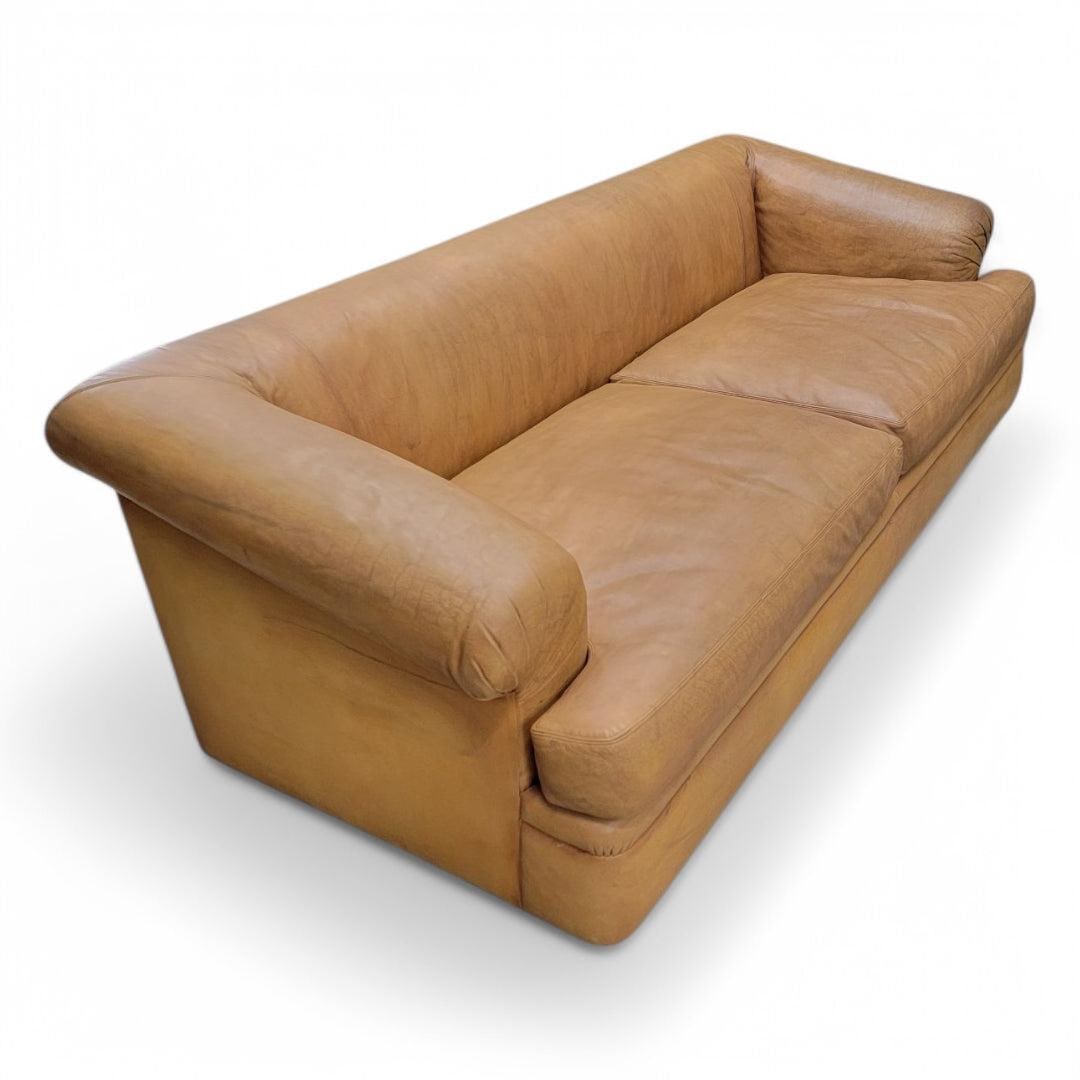 Vintage Distressed Rolled Arm Sofas by A. Rudin with Custom Pillows - Pair - 5