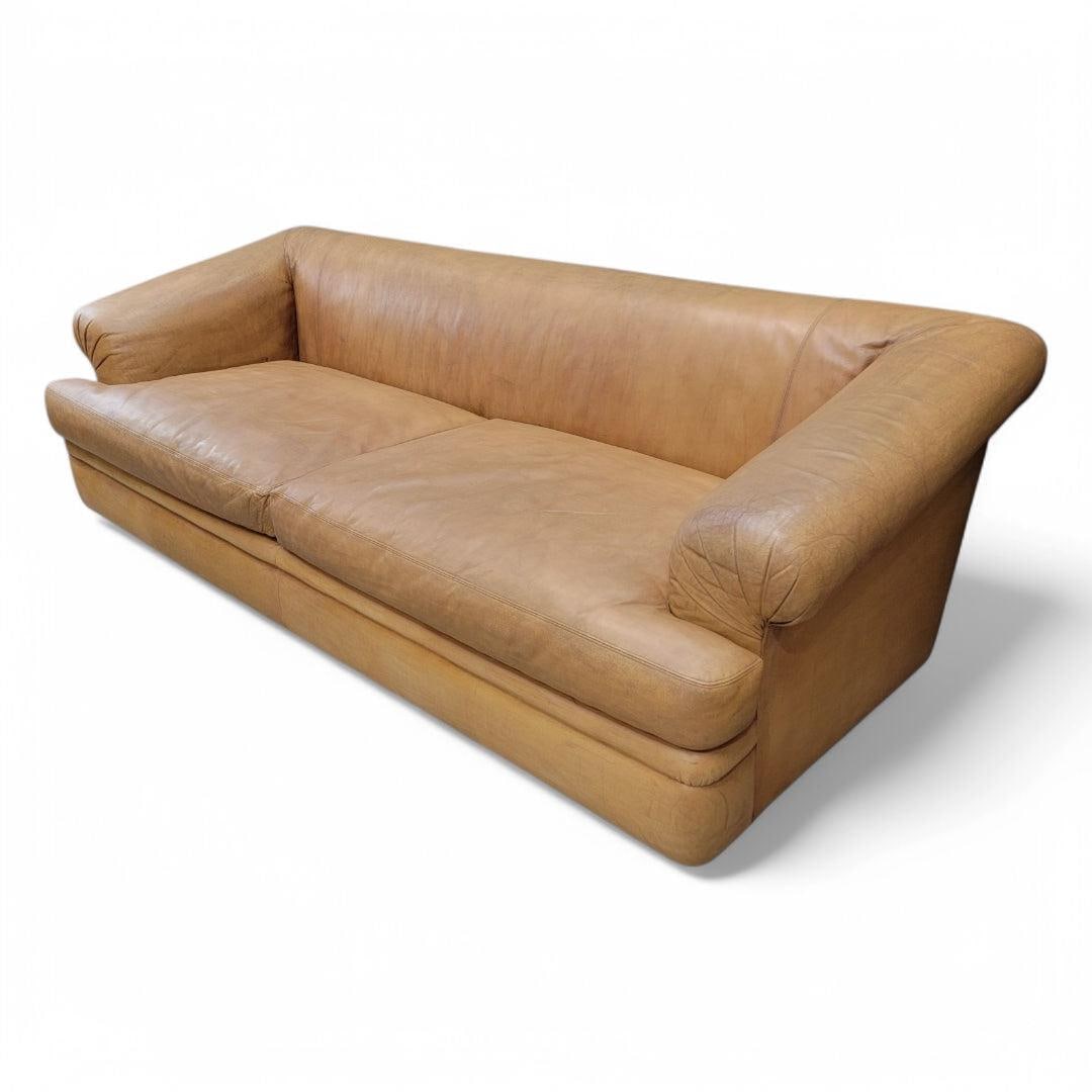 Vintage Distressed Rolled Arm Sofas by A. Rudin with Custom Pillows - Pair - 7