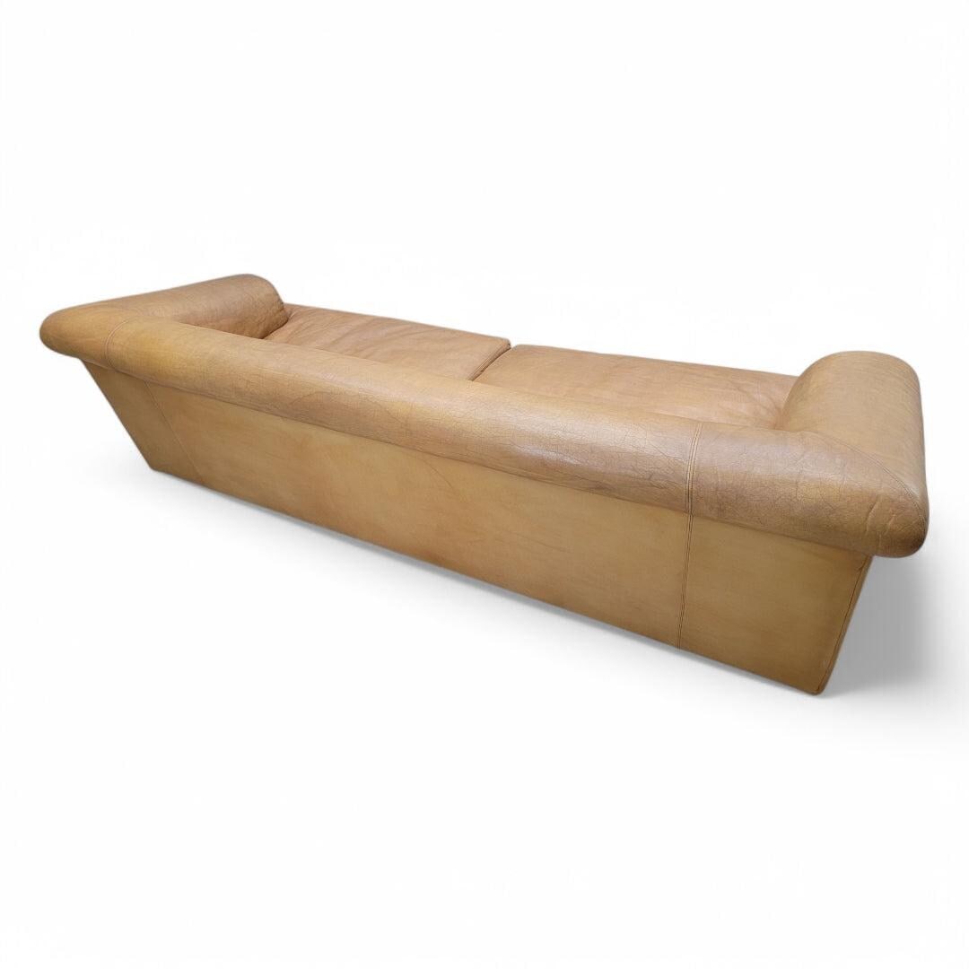 Vintage Distressed Rolled Arm Sofas by A. Rudin with Custom Pillows - Pair - 9