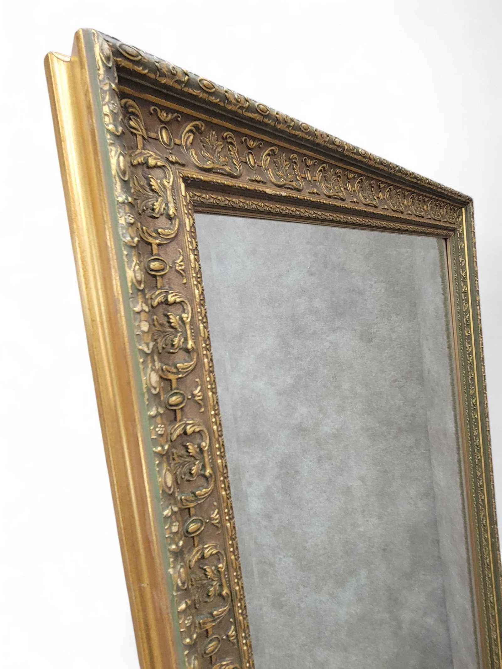 Antique French Carved & Gilded Frame Full Length Floor/Wall Beveled Mirror - 10