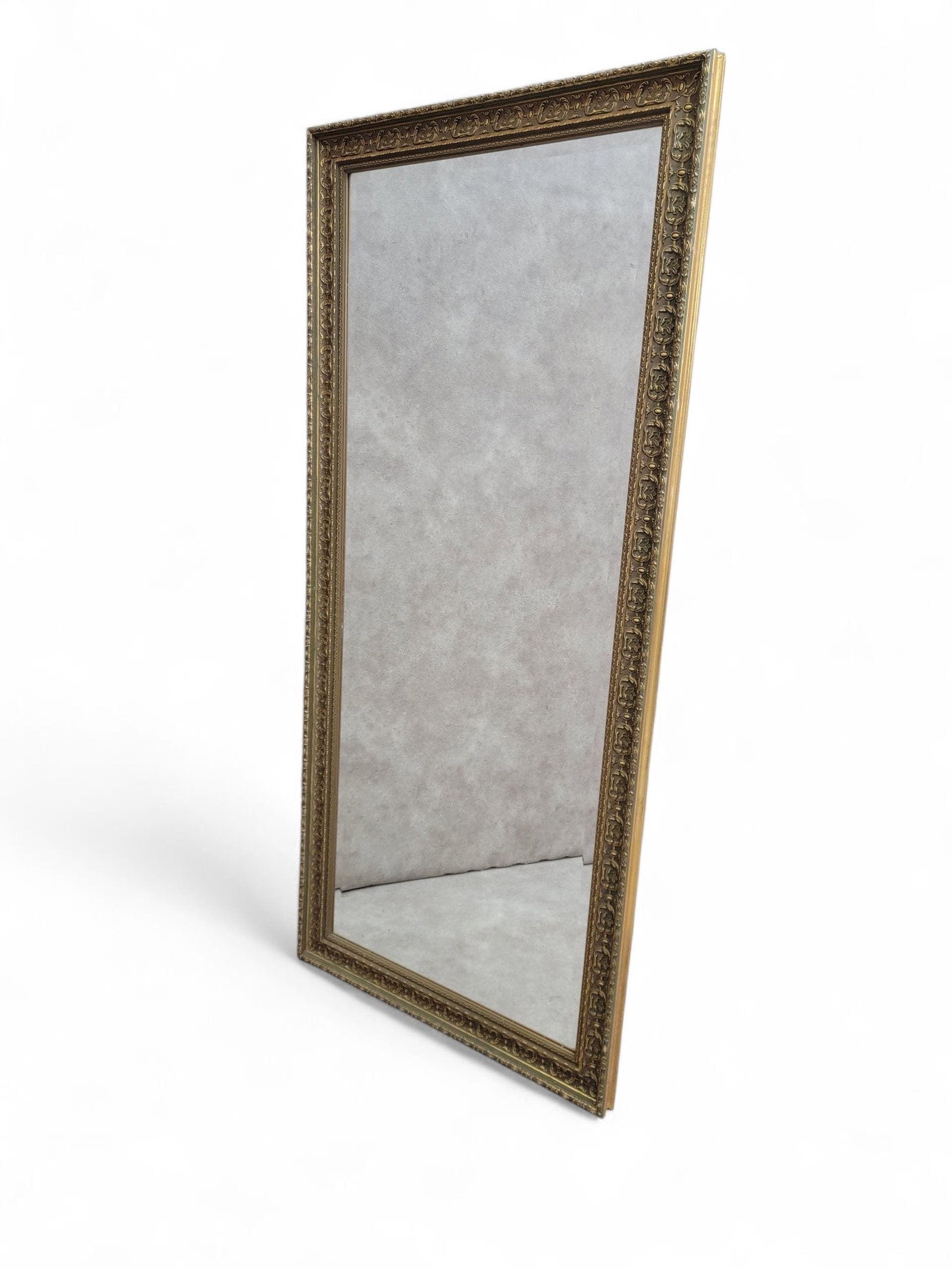 Antique French Carved & Gilded Frame Full Length Floor/Wall Beveled Mirror - 8