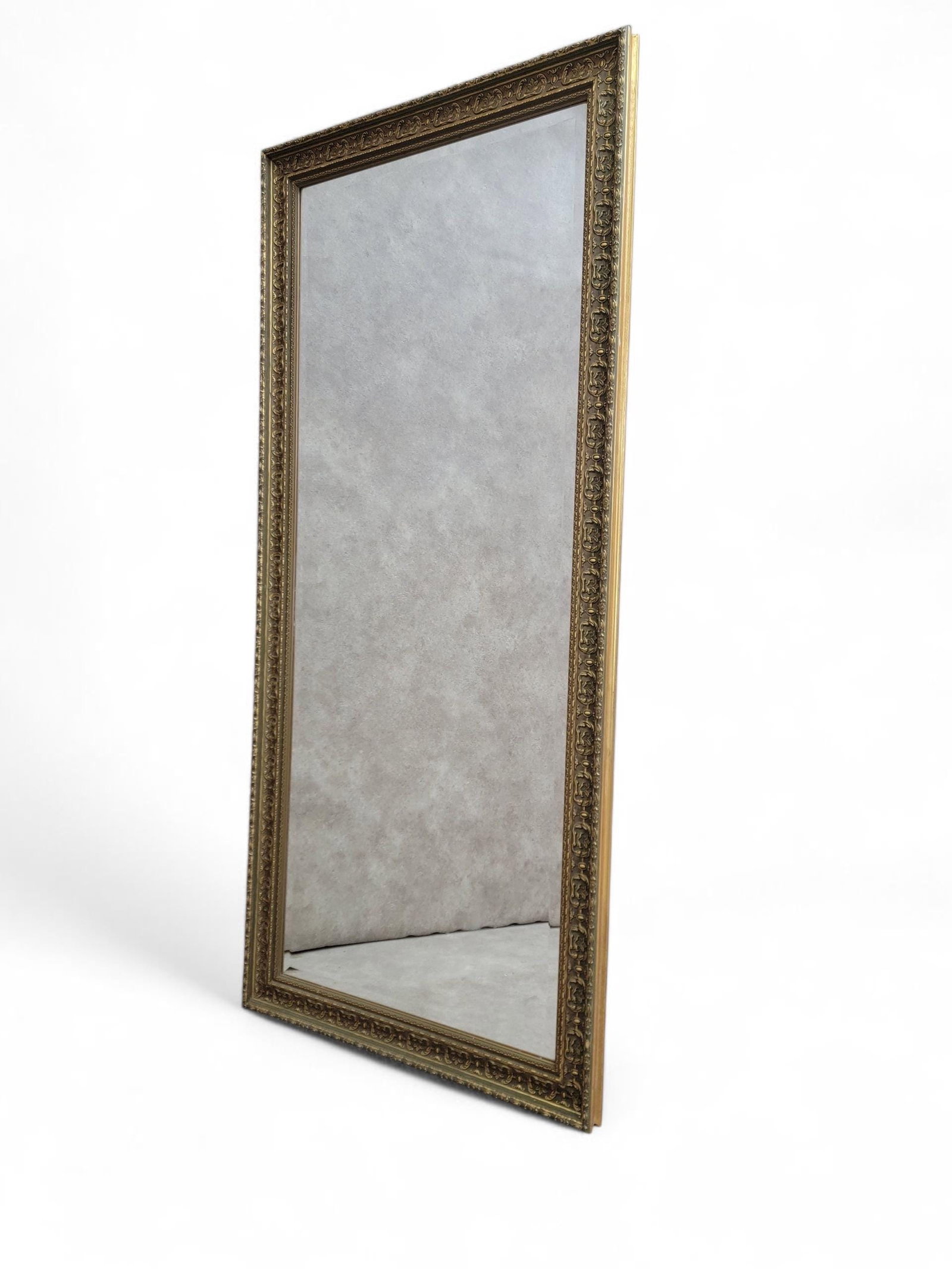 Antique French Carved & Gilded Frame Full Length Floor/Wall Beveled Mirror - 9