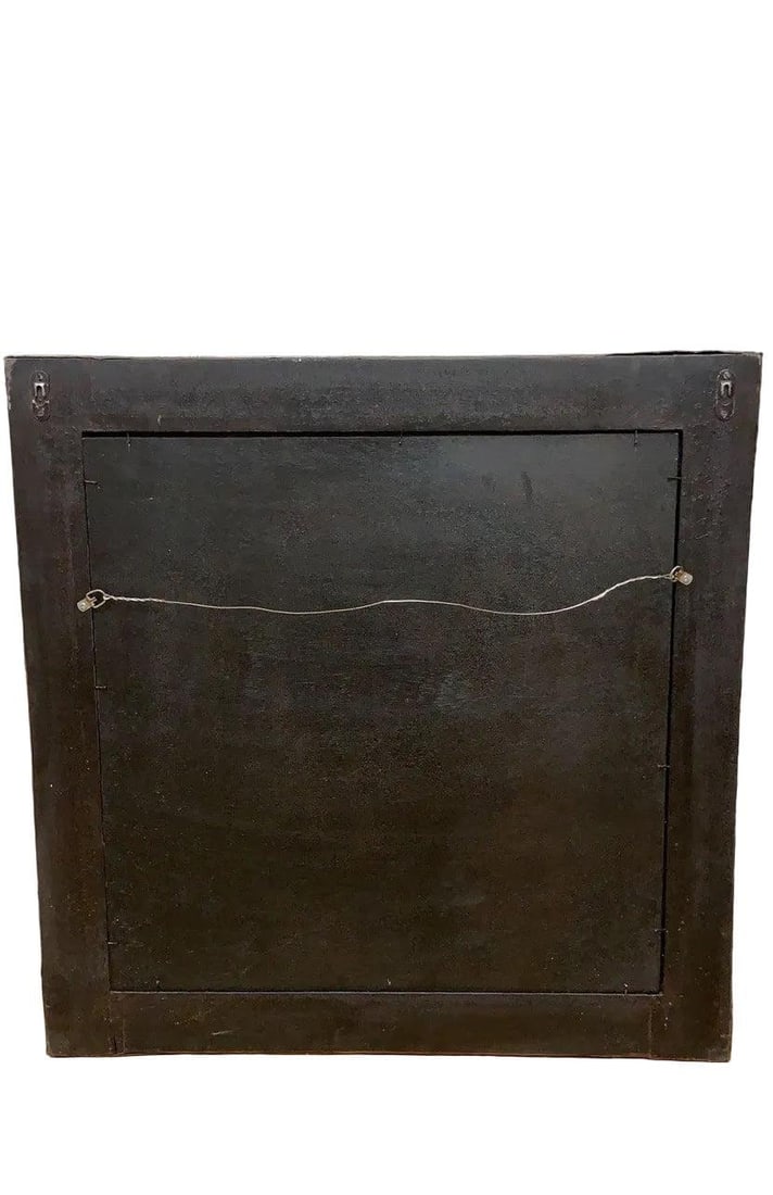 Vintage Shanxi Province Red Linen Wall Mirror - 4